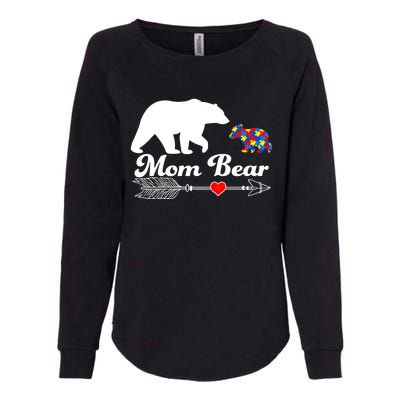 Autism Mom Bear Puzzle Autism Awareness Autistic Support Meaningful Gift Womens California Wash Sweatshirt