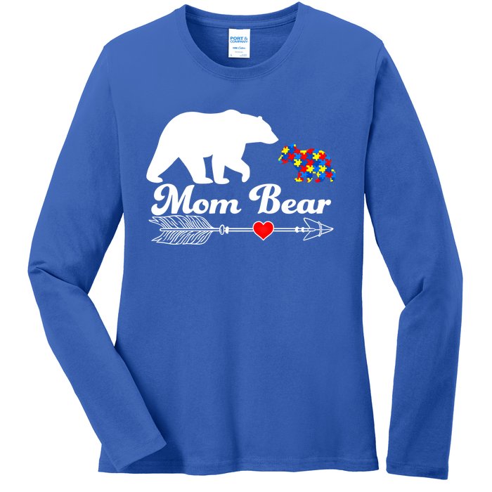 Autism Mom Bear Puzzle Autism Awareness Autistic Support Meaningful Gift Ladies Long Sleeve Shirt