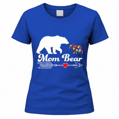 Autism Mom Bear Puzzle Autism Awareness Autistic Support Meaningful Gift Women's T-Shirt