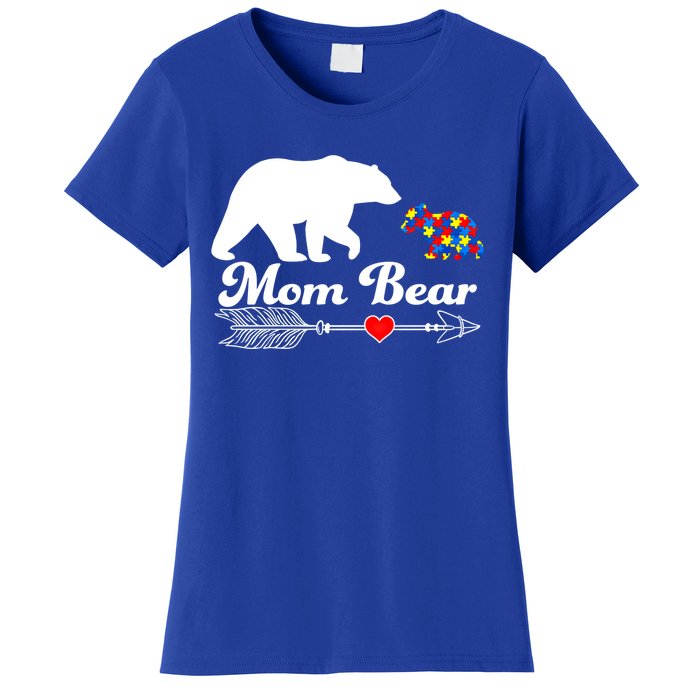 Autism Mom Bear Puzzle Autism Awareness Autistic Support Meaningful Gift Women's T-Shirt