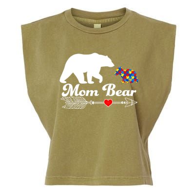 Autism Mom Bear Puzzle Autism Awareness Autistic Support Meaningful Gift Garment-Dyed Women's Muscle Tee