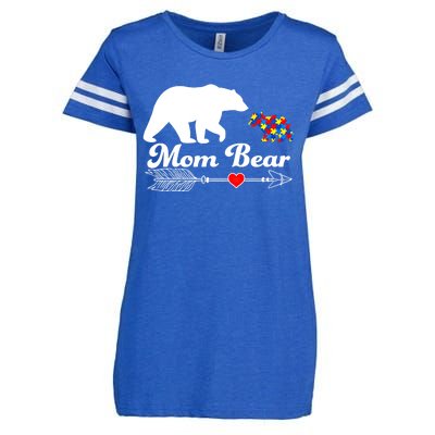 Autism Mom Bear Puzzle Autism Awareness Autistic Support Meaningful Gift Enza Ladies Jersey Football T-Shirt