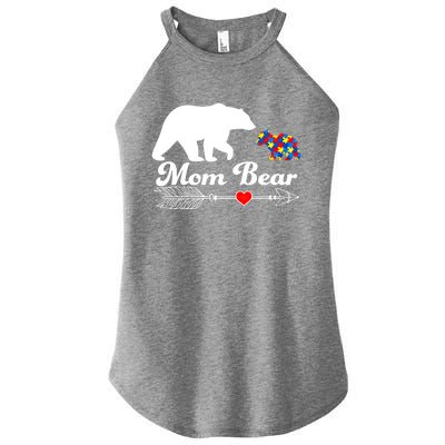 Autism Mom Bear Puzzle Autism Awareness Autistic Support Meaningful Gift Women's Perfect Tri Rocker Tank