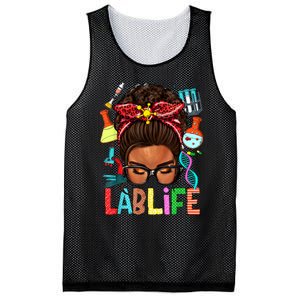 Afro Messy Bun Laboratory Life Lab Week 2024 Lab Technician Mesh Reversible Basketball Jersey Tank