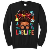 Afro Messy Bun Laboratory Life Lab Week 2024 Lab Technician Tall Sweatshirt