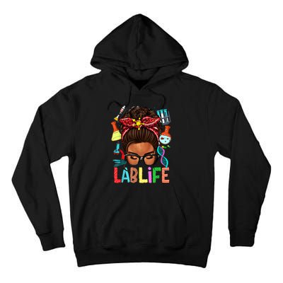 Afro Messy Bun Laboratory Life Lab Week 2024 Lab Technician Tall Hoodie