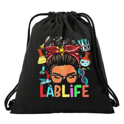 Afro Messy Bun Laboratory Life Lab Week 2025 Lab Technician Drawstring Bag