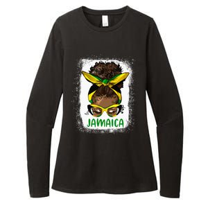 Afro Messy Bun Jamaica Flag Jamaican Girl Black Woman Womens CVC Long Sleeve Shirt