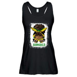 Afro Messy Bun Jamaica Flag Jamaican Girl Black Woman Ladies Essential Flowy Tank