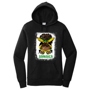 Afro Messy Bun Jamaica Flag Jamaican Girl Black Woman Women's Pullover Hoodie