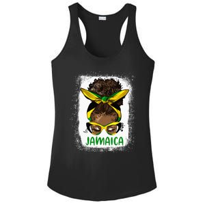 Afro Messy Bun Jamaica Flag Jamaican Girl Black Woman Ladies PosiCharge Competitor Racerback Tank