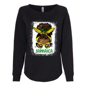 Afro Messy Bun Jamaica Flag Jamaican Girl Black Woman Womens California Wash Sweatshirt