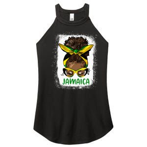 Afro Messy Bun Jamaica Flag Jamaican Girl Black Woman Women's Perfect Tri Rocker Tank