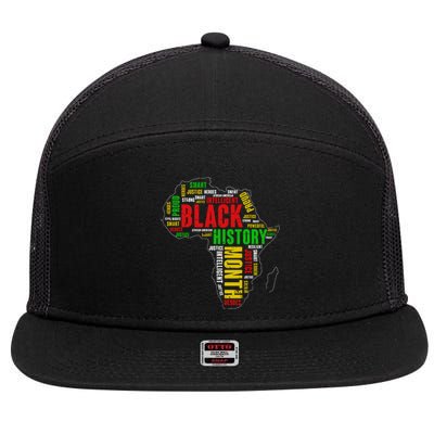 African Map Black History Month Gift Afro America 7 Panel Mesh Trucker Snapback Hat