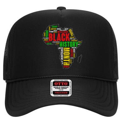 African Map Black History Month Gift Afro America High Crown Mesh Back Trucker Hat