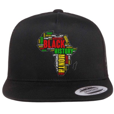 African Map Black History Month Gift Afro America Flat Bill Trucker Hat