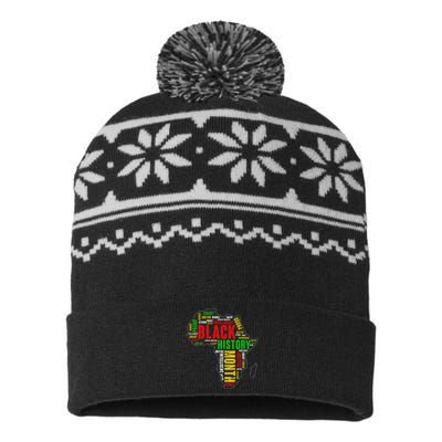 African Map Black History Month Gift Afro America USA-Made Snowflake Beanie