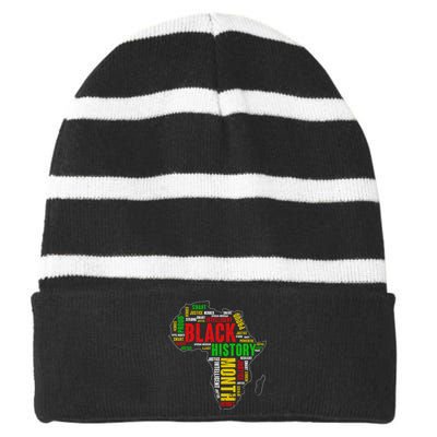 African Map Black History Month Gift Afro America Striped Beanie with Solid Band