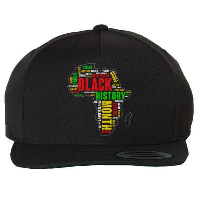 African Map Black History Month Gift Afro America Wool Snapback Cap