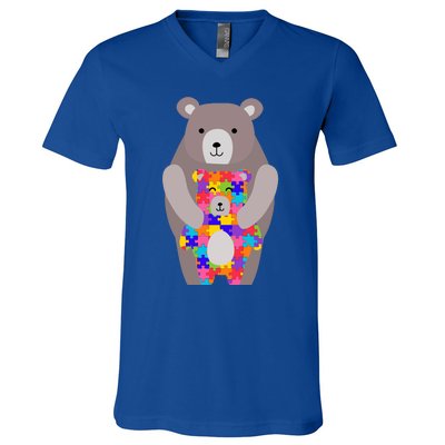 Autism Mama Bear Gift Cool Gift Cute Autistic Hoody Gift V-Neck T-Shirt