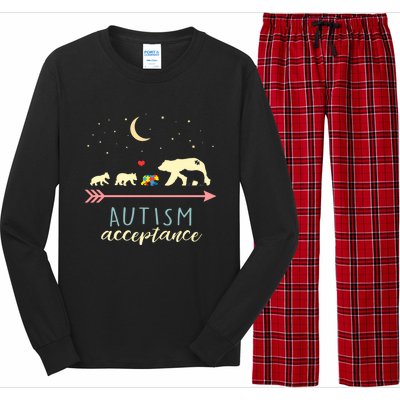 Autism Mama Bear With 4 Cubs Meaningful Gift Long Sleeve Pajama Set