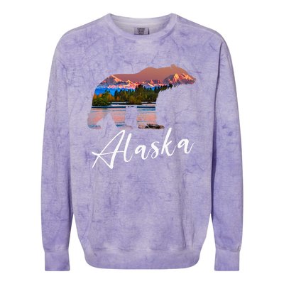 Alaskan Mountains Bear Grizzly Alaska State Souvenirs Colorblast Crewneck Sweatshirt