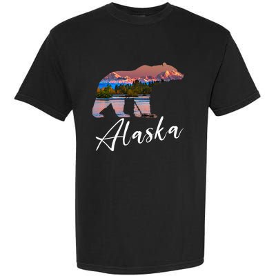 Alaskan Mountains Bear Grizzly Alaska State Souvenirs Garment-Dyed Heavyweight T-Shirt