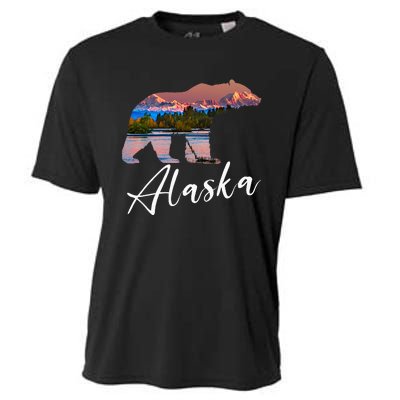 Alaskan Mountains Bear Grizzly Alaska State Souvenirs Cooling Performance Crew T-Shirt