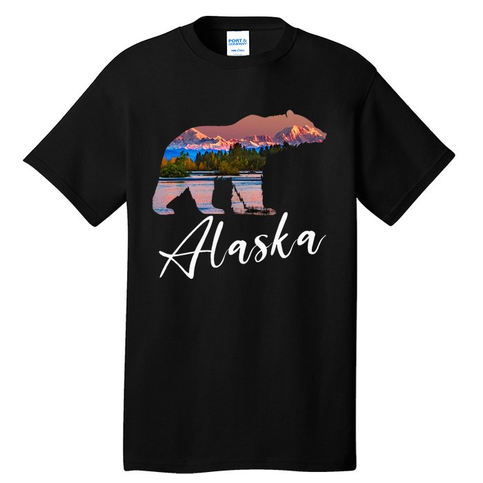 Alaskan Mountains Bear Grizzly Alaska State Souvenirs Tall T-Shirt