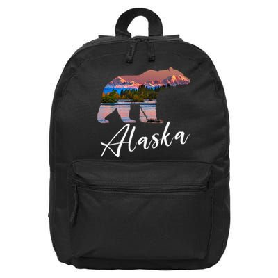 Alaskan Mountains Bear Grizzly Alaska State Souvenirs 16 in Basic Backpack