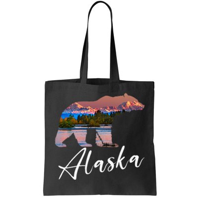 Alaskan Mountains Bear Grizzly Alaska State Souvenirs Tote Bag