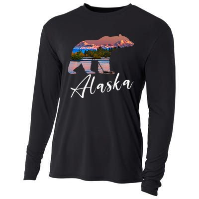 Alaskan Mountains Bear Grizzly Alaska State Souvenirs Cooling Performance Long Sleeve Crew