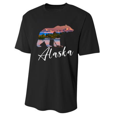 Alaskan Mountains Bear Grizzly Alaska State Souvenirs Performance Sprint T-Shirt