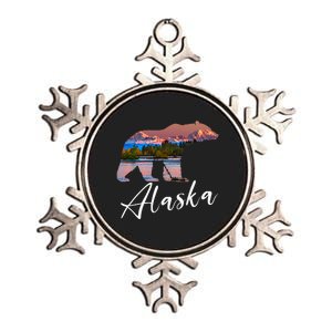 Alaskan Mountains Bear Grizzly Alaska State Souvenirs Metallic Star Ornament