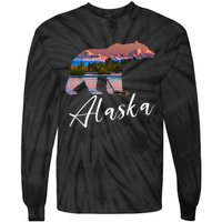 Alaskan Mountains Bear Grizzly Alaska State Souvenirs Tie-Dye Long Sleeve Shirt