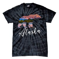 Alaskan Mountains Bear Grizzly Alaska State Souvenirs Tie-Dye T-Shirt