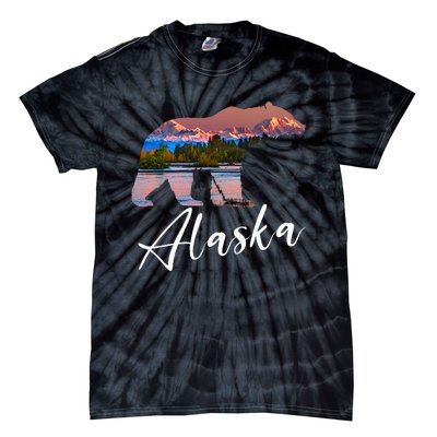 Alaskan Mountains Bear Grizzly Alaska State Souvenirs Tie-Dye T-Shirt