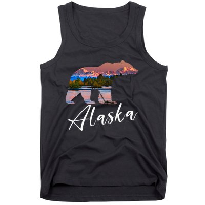 Alaskan Mountains Bear Grizzly Alaska State Souvenirs Tank Top