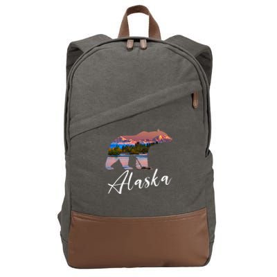 Alaskan Mountains Bear Grizzly Alaska State Souvenirs Cotton Canvas Backpack