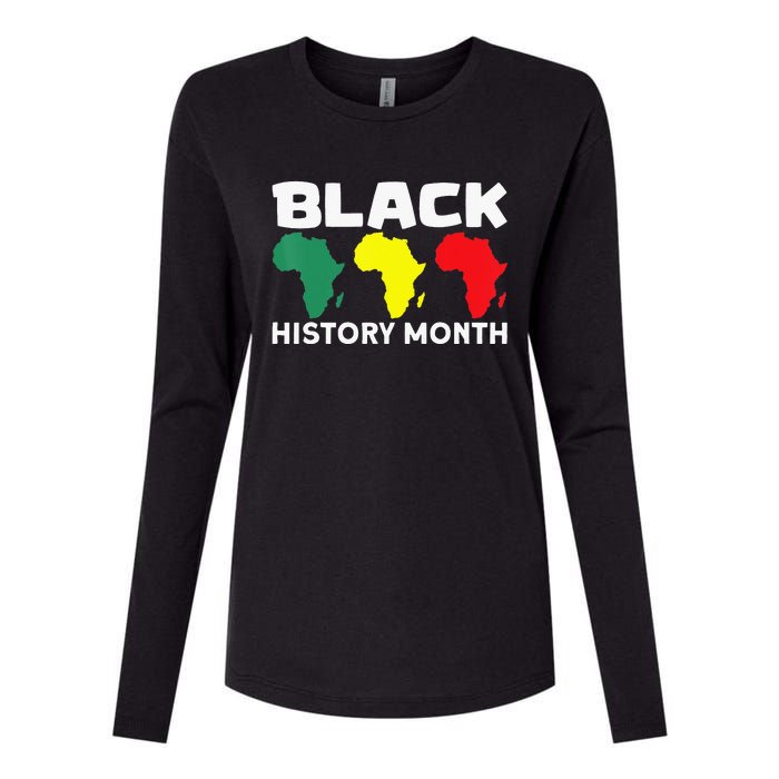 African Map Black History Month Womens Cotton Relaxed Long Sleeve T-Shirt