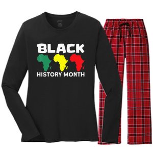 African Map Black History Month Women's Long Sleeve Flannel Pajama Set 