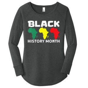 African Map Black History Month Women's Perfect Tri Tunic Long Sleeve Shirt