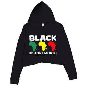 African Map Black History Month Crop Fleece Hoodie