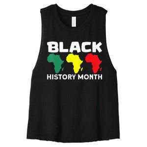 African Map Black History Month Women's Racerback Cropped Tank