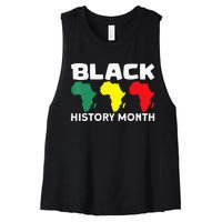 African Map Black History Month Women's Racerback Cropped Tank