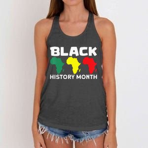 African Map Black History Month Women's Knotted Racerback Tank