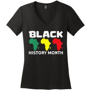 African Map Black History Month Women's V-Neck T-Shirt