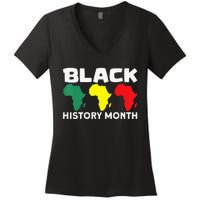 African Map Black History Month Women's V-Neck T-Shirt