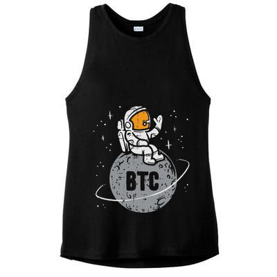 Astronaut Moon Btc Bitcoin Crypto Cryptocurrency Ladies PosiCharge Tri-Blend Wicking Tank