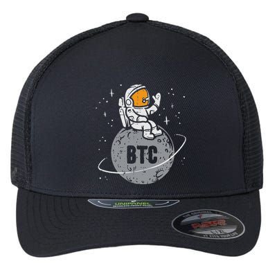 Astronaut Moon Btc Bitcoin Crypto Cryptocurrency Flexfit Unipanel Trucker Cap